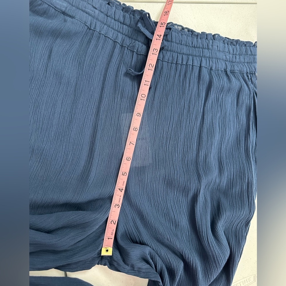 NWT Whistles Imogen Fluid Cropped Trouser Pants Navy Flowy Breezy Elastic Waist - Picture 7 of 12
